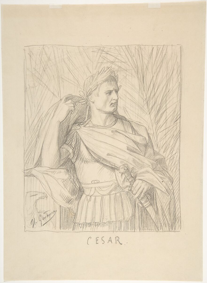 Graphite drawing of Julius Caesar by Jean-Léon Gérôme