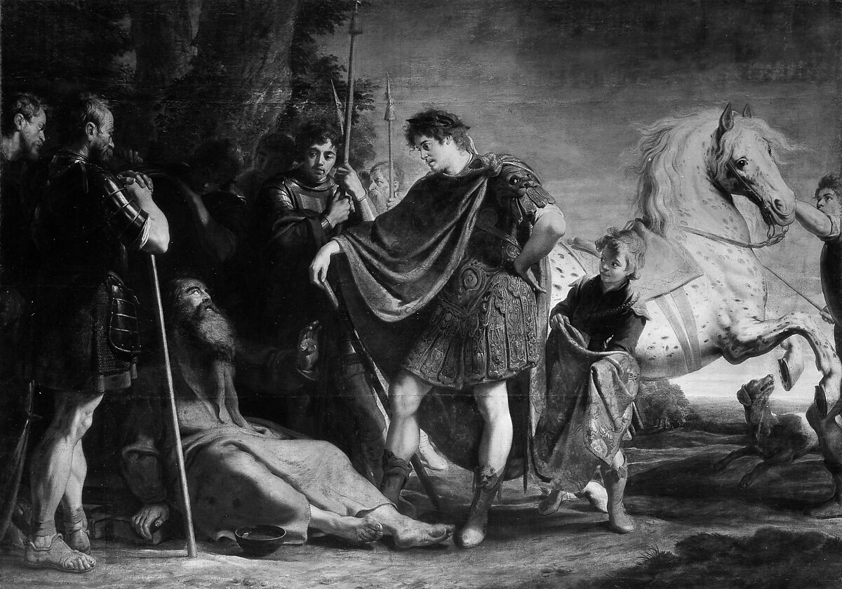 Painting of Alexander and his attendants encountering Diogenes