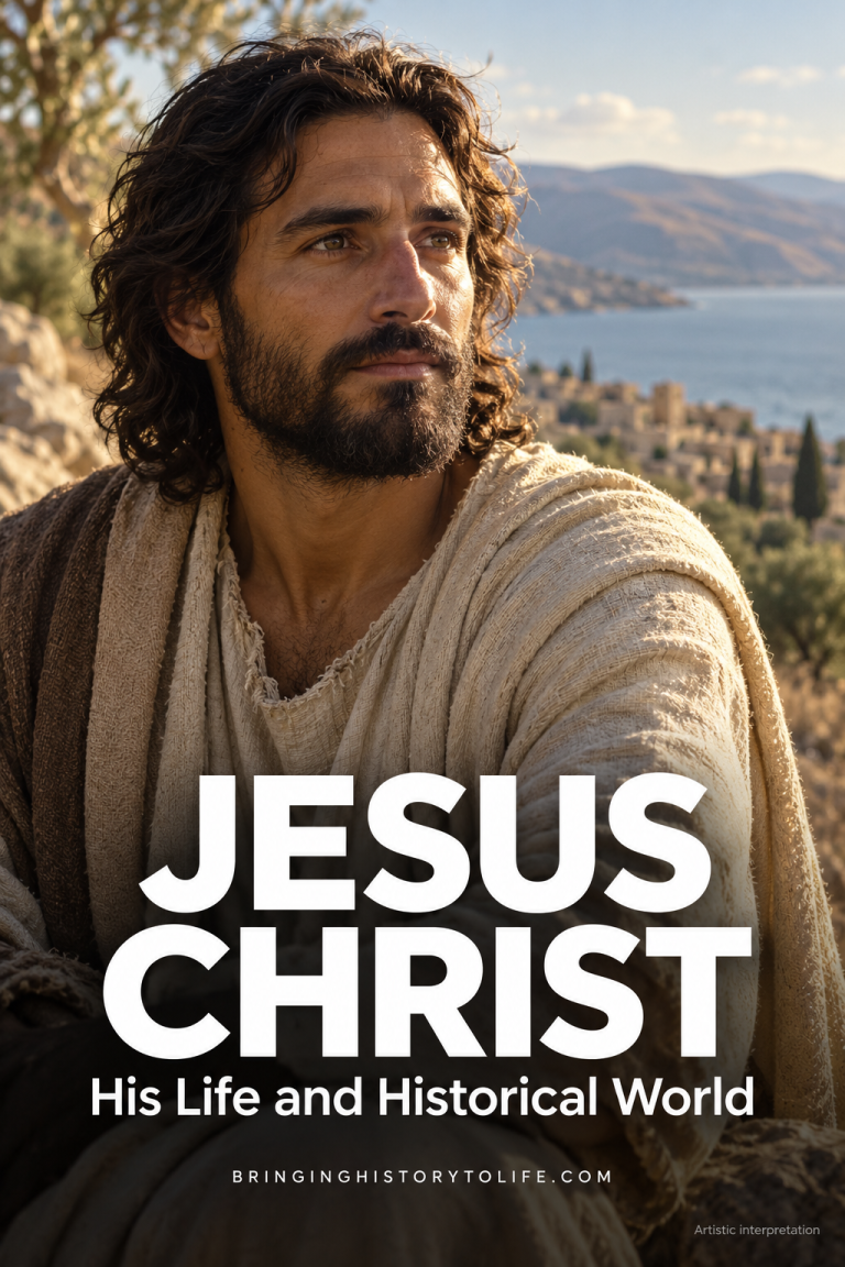 AI artistic interpretation of Jesus of Nazareth with the title Jesus Christ His Life and Historical World