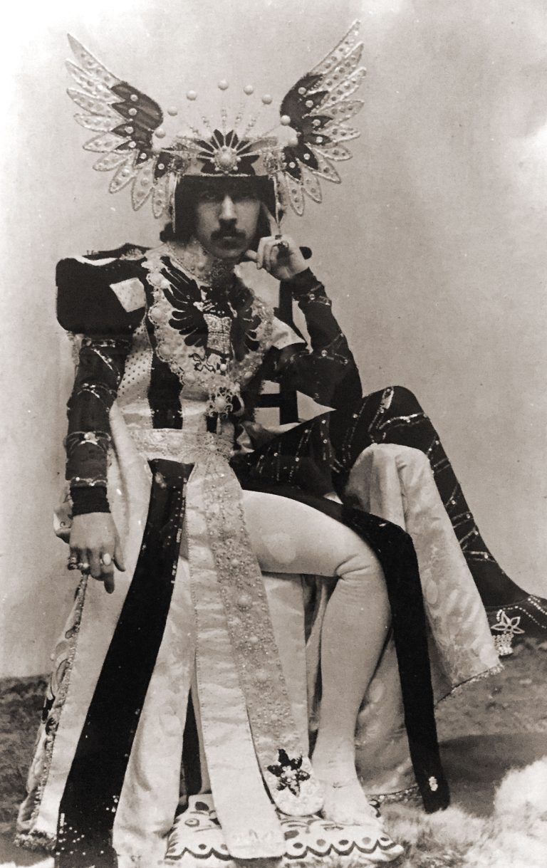 Henry Paget, fifth Marquess of Anglesey, wearing an elaborate theatrical costume and winged headpiece