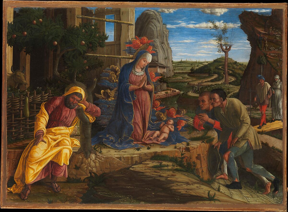 Andrea Mantegna’s painting of Mary and the infant Jesus with shepherds