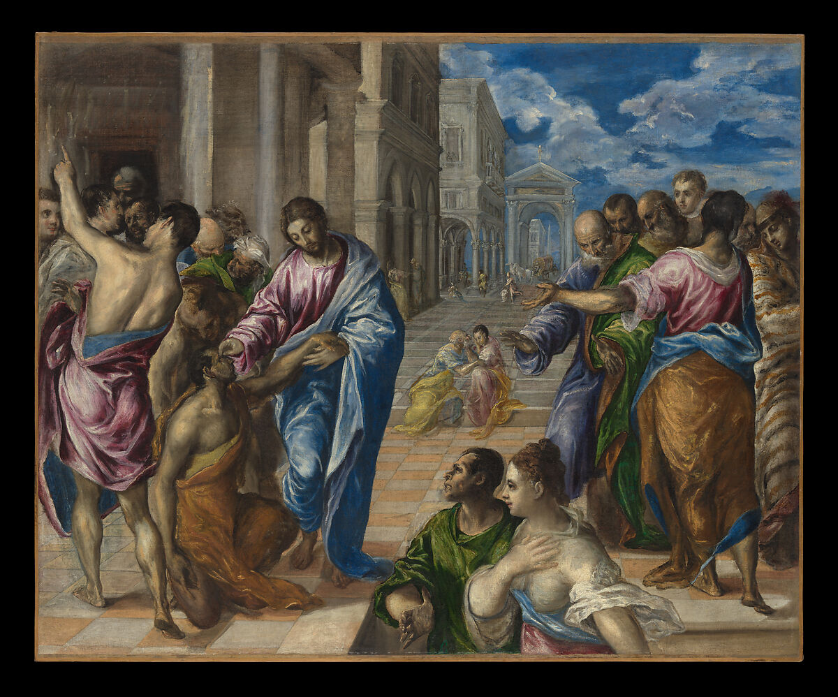 El Greco’s Christ Healing the Blind with a crowd gathered around Jesus