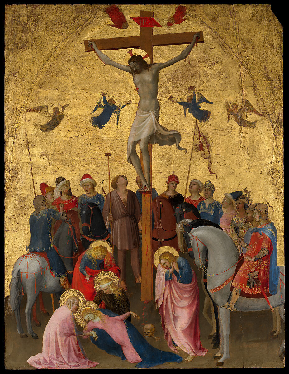 Fra Angelico’s Crucifixion showing mourners and soldiers around the cross