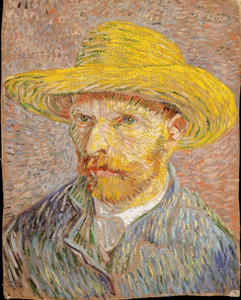 Van Gogh’s painted self-portrait wearing a straw hat