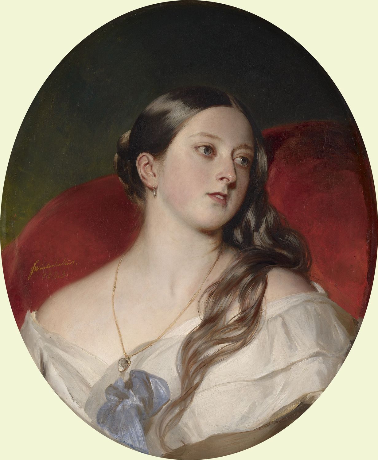 Queen Victoria as a young woman in an 1843 portrait by Franz Xaver Winterhalter
