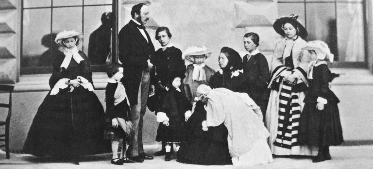 Queen Victoria and Prince Albert with their nine children, photographed in 1857